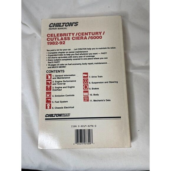Chilton's Repair Manual Celebrity/Century/Cutlass Ciera/6000 1982-92 Part 7309 - Picture 3 of 5
